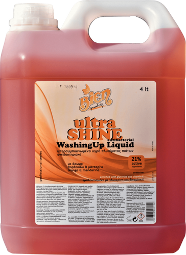 Antibacterial UltraShine Washing-Up Liquid | Orange & Mandarine 4L